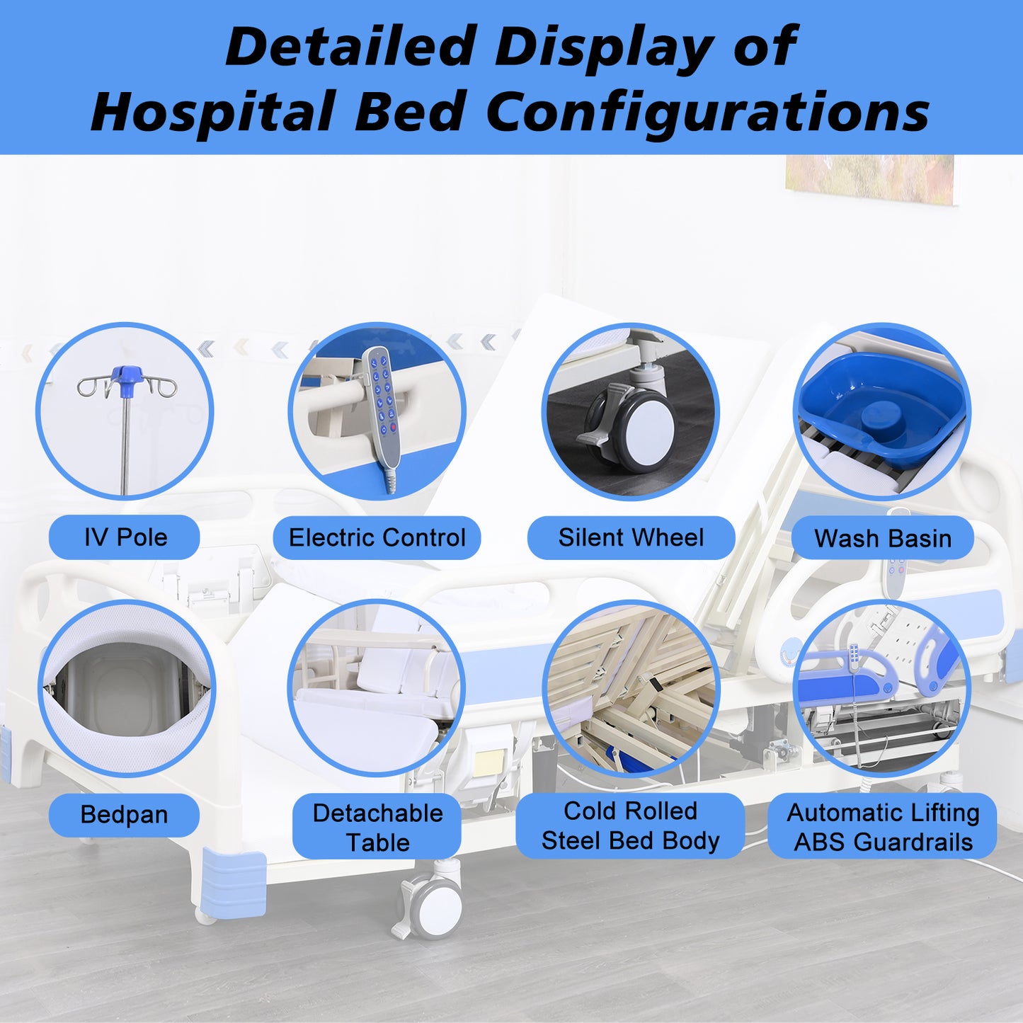 4-Function Remote Control Electric Hospital Bed (Mattress Included)