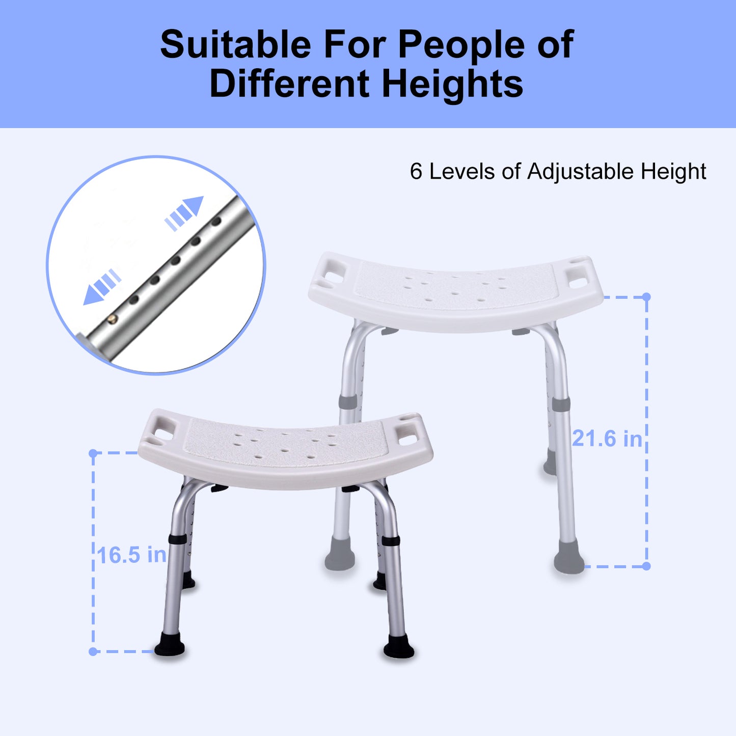 Shower Chair w/ Optional Backrest &  Suction Cups