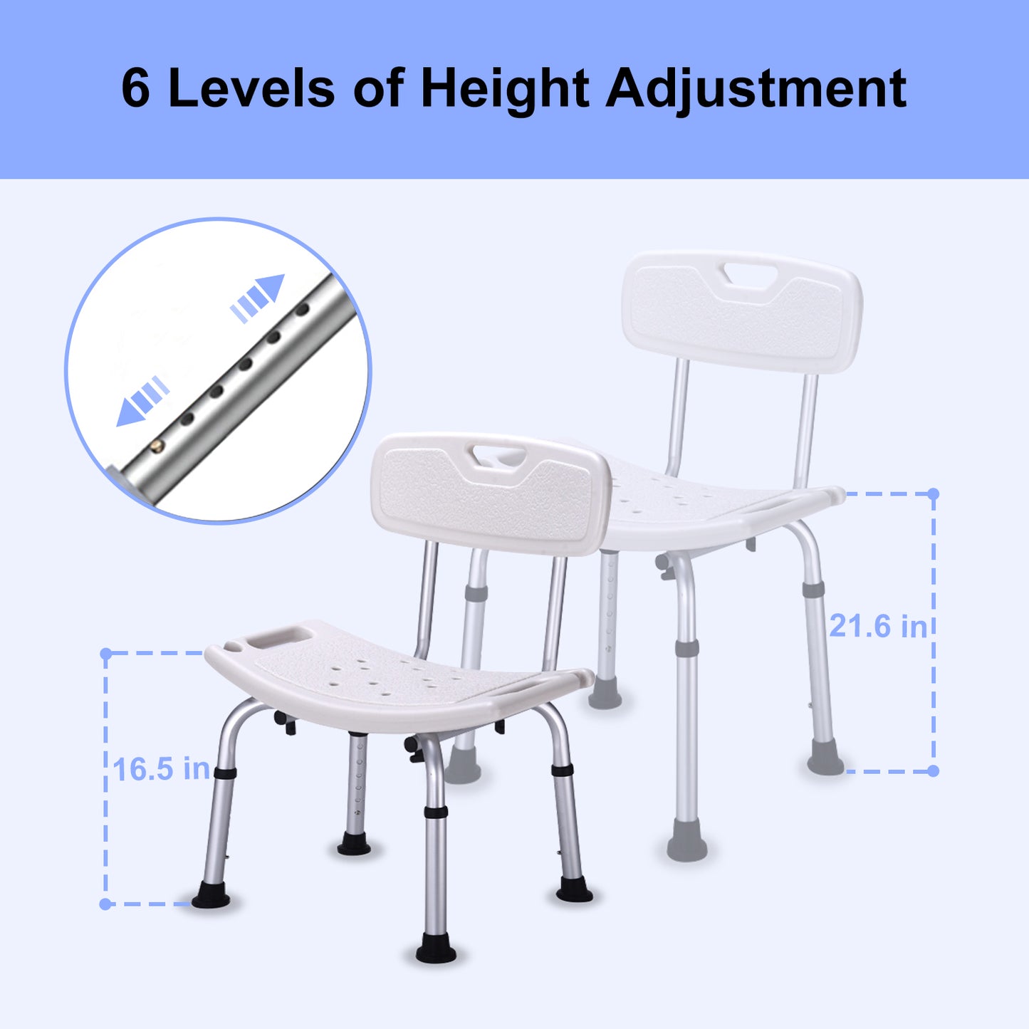 Shower Chair w/ Optional Backrest &  Suction Cups