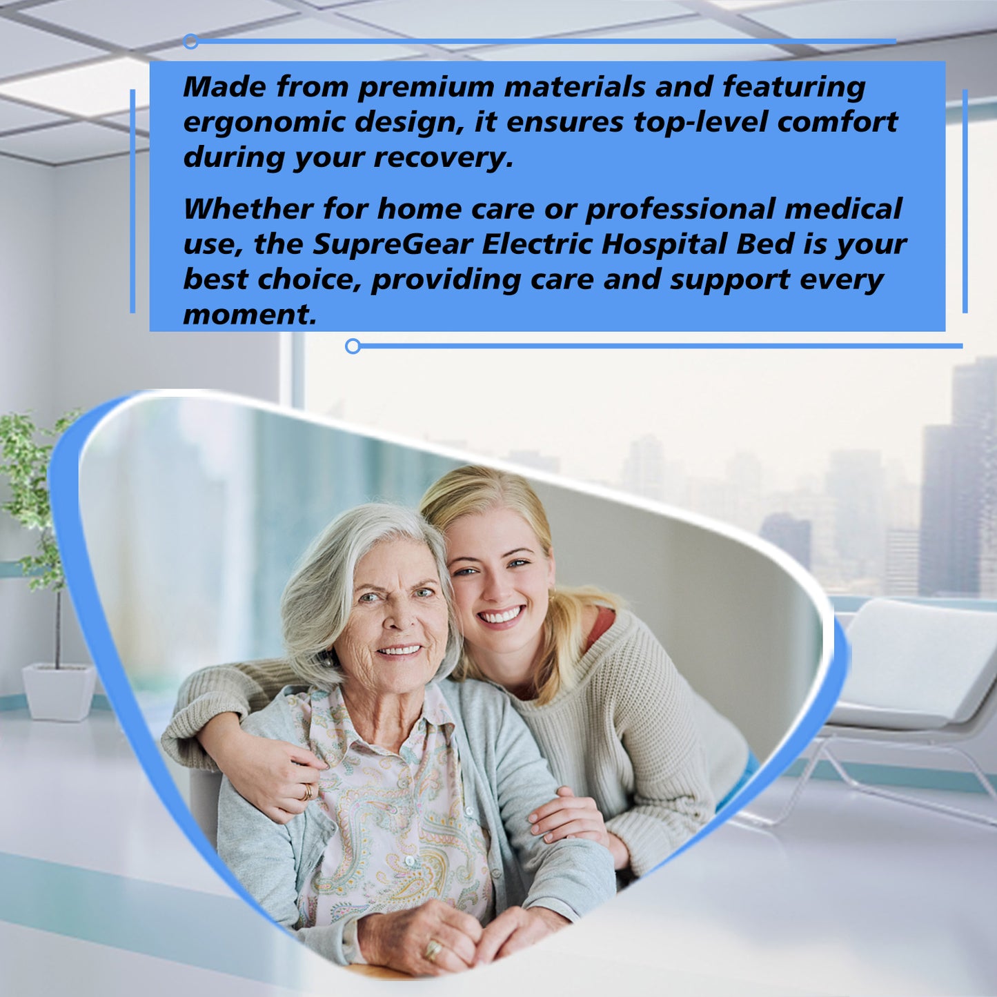 5-Function Remote Control Electric Hospital Bed (Mattress Included)