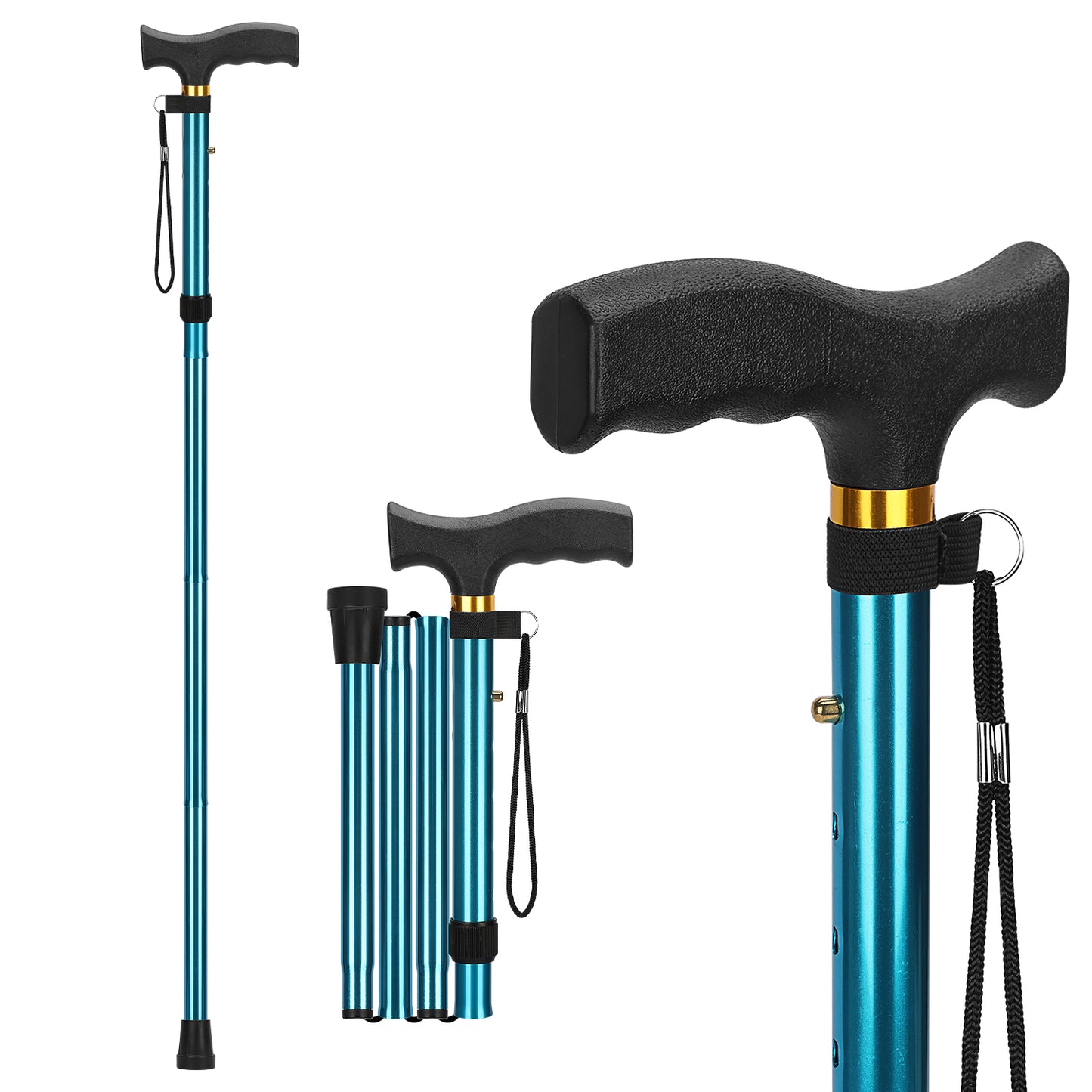 5-Level Folding Cane with T Handle