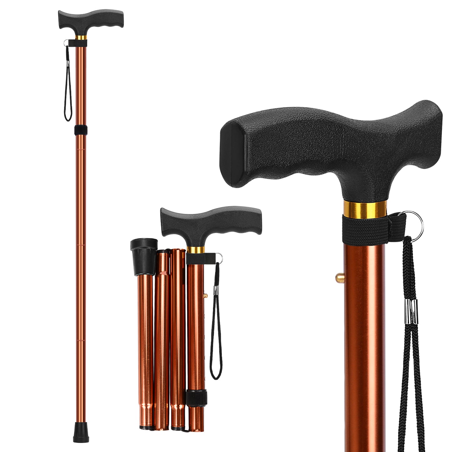 5-Level Folding Cane with T Handle