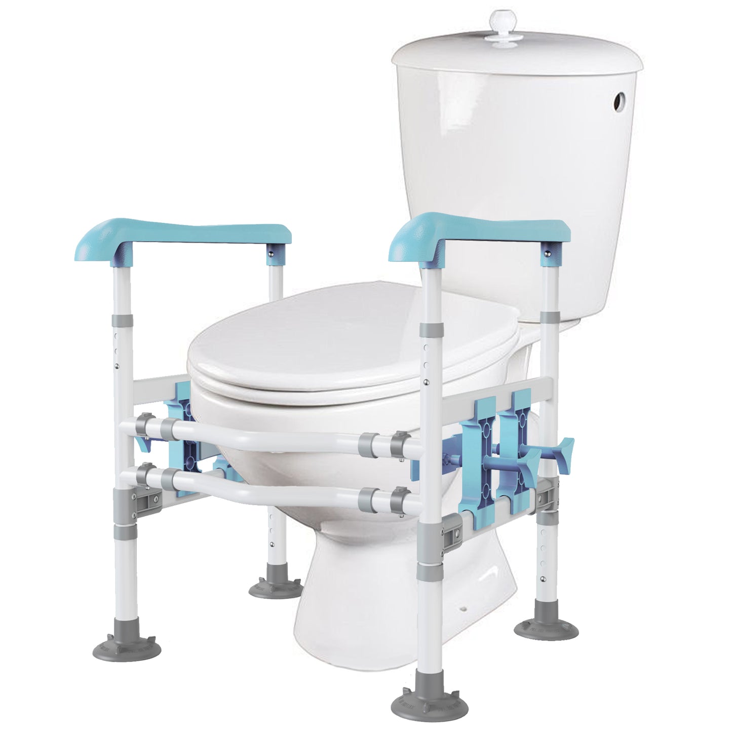 3-Way Adjustable Toilet Safety Frame, Anti-Slip Handrails, Suction Cups, Supports 220 lbs