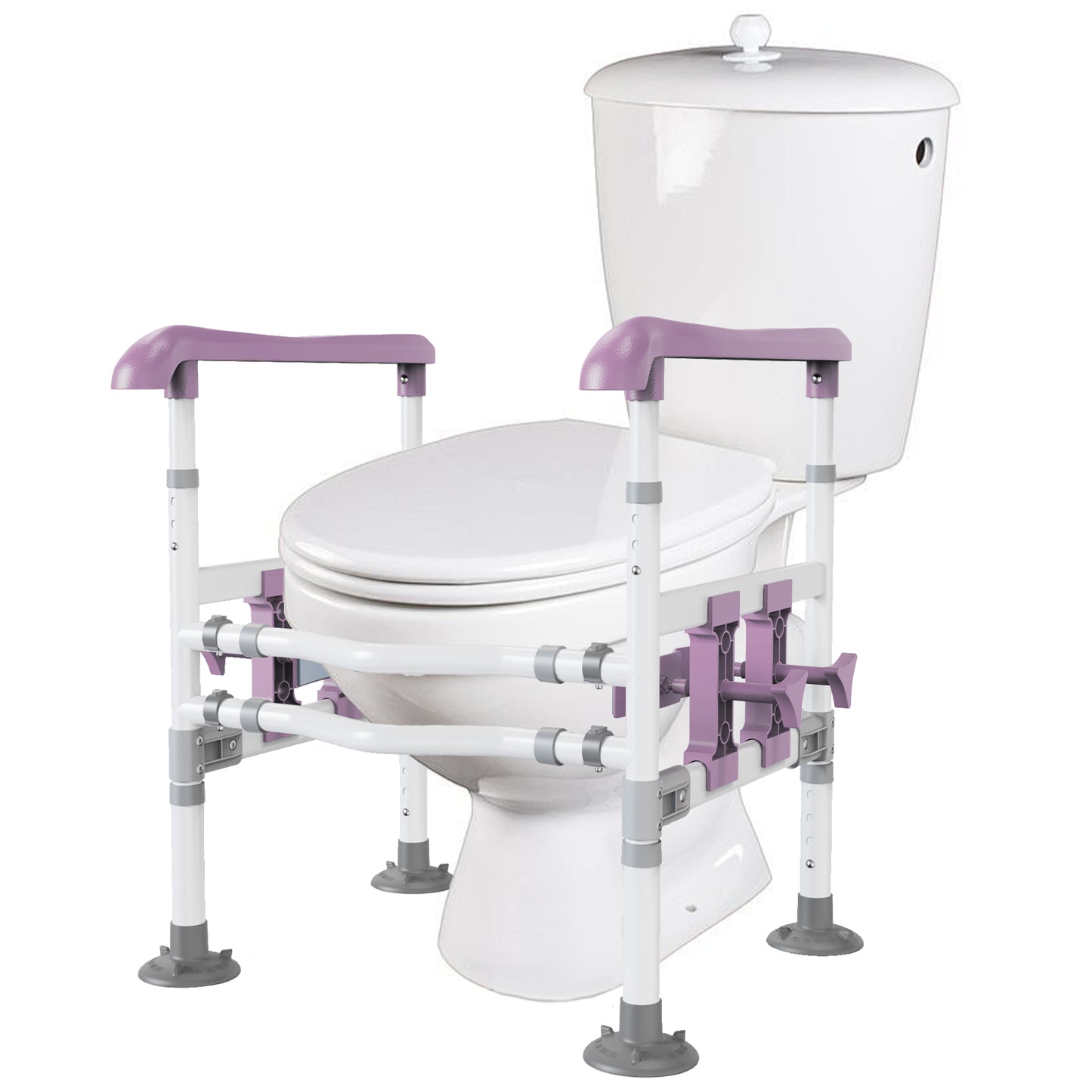 3-Way Adjustable Toilet Safety Frame, Anti-Slip Handrails, Suction Cups, Supports 220 lbs
