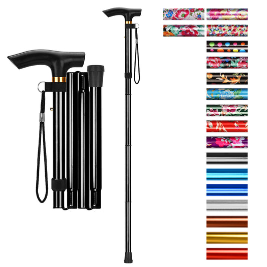 5-Level Adjustable Height Walking Stick Folding Cane