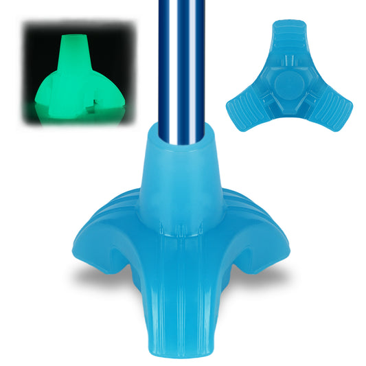 Glow-in-the-Dark 3-Prong Cane Tips, Non-Slip Rubber Base, Fits 3/4" Canes
