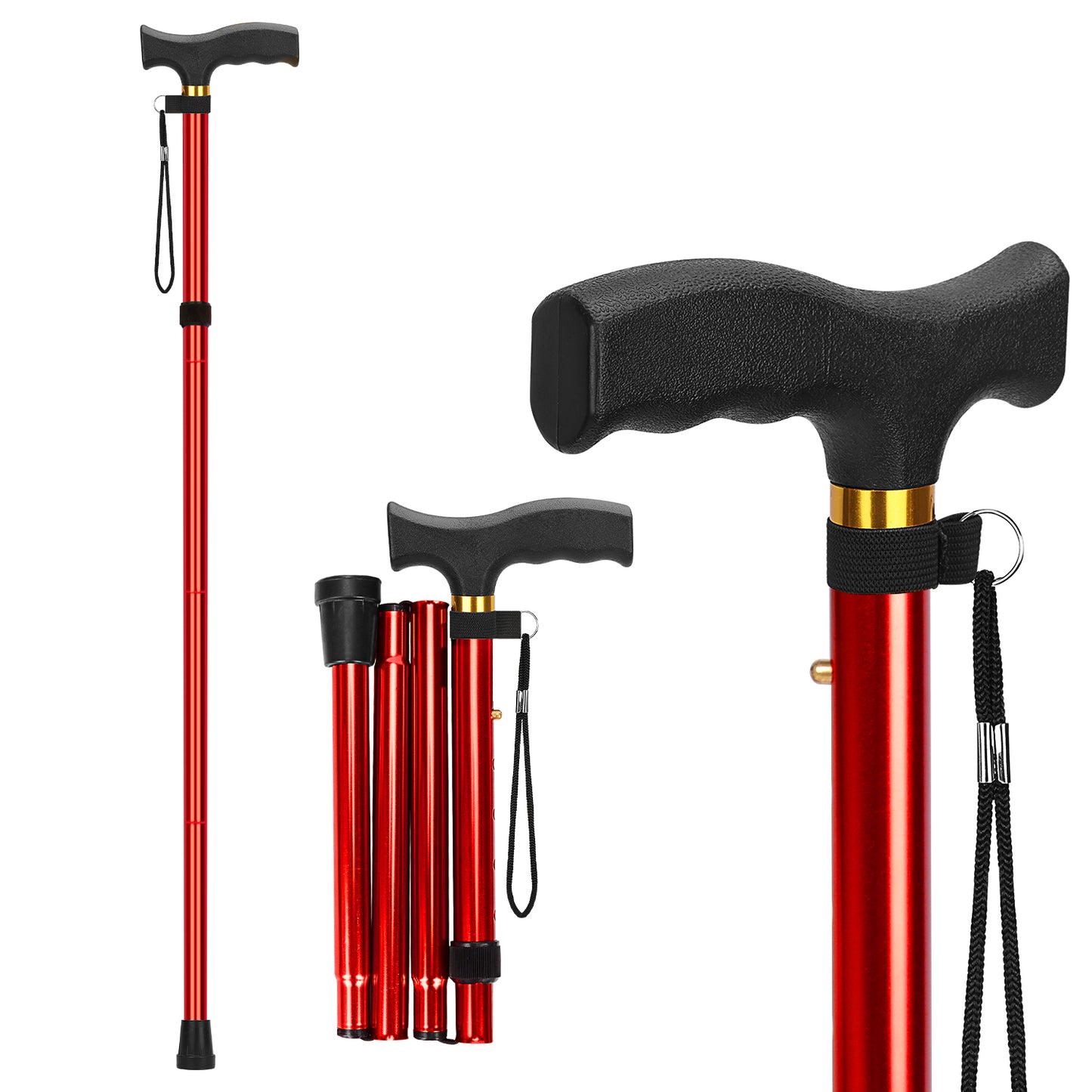 5-Level Folding Cane with T Handle