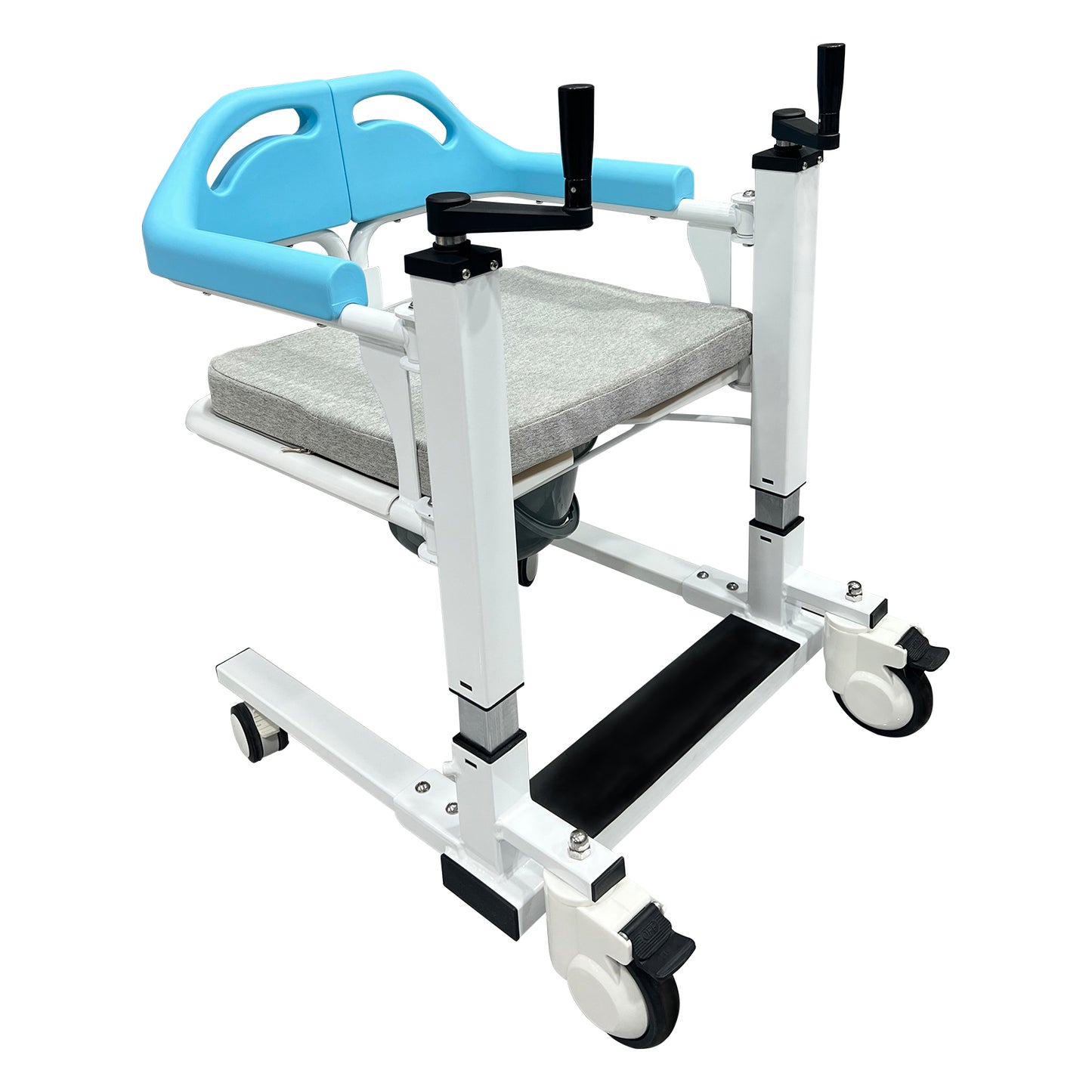 Transfer Lift Wheelchair with Commode, 14.96"-22.83" Adjustable Height, Supports 330 lbs