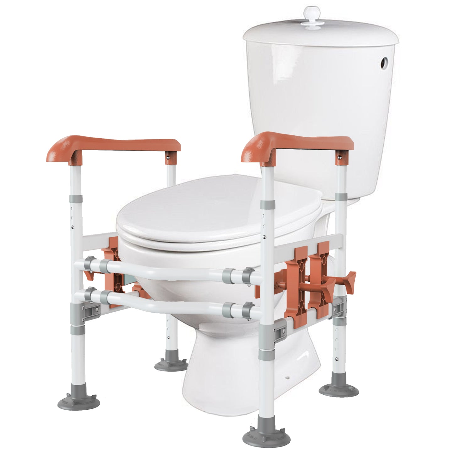 3-Way Adjustable Toilet Safety Frame, Anti-Slip Handrails, Suction Cups, Supports 220 lbs