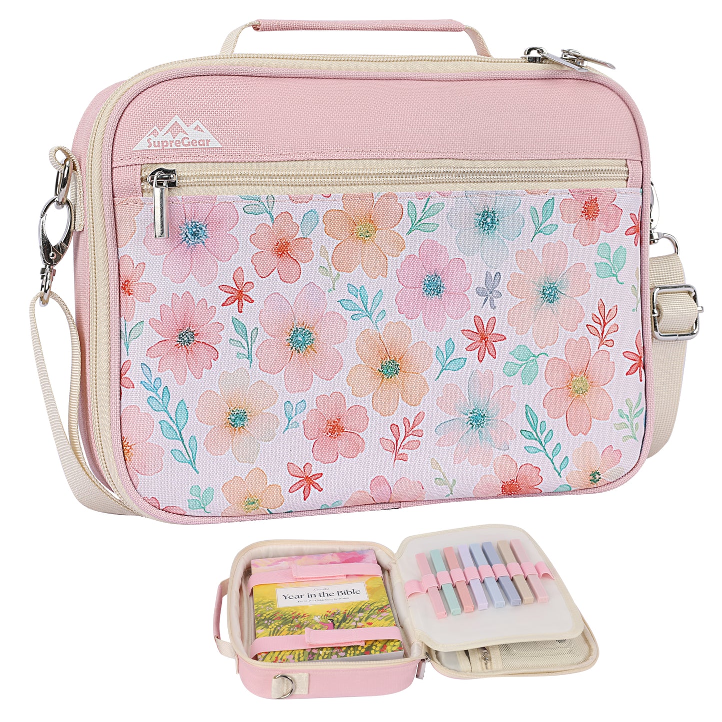 Canvas Bible Cover with Removable Divider and Pockets