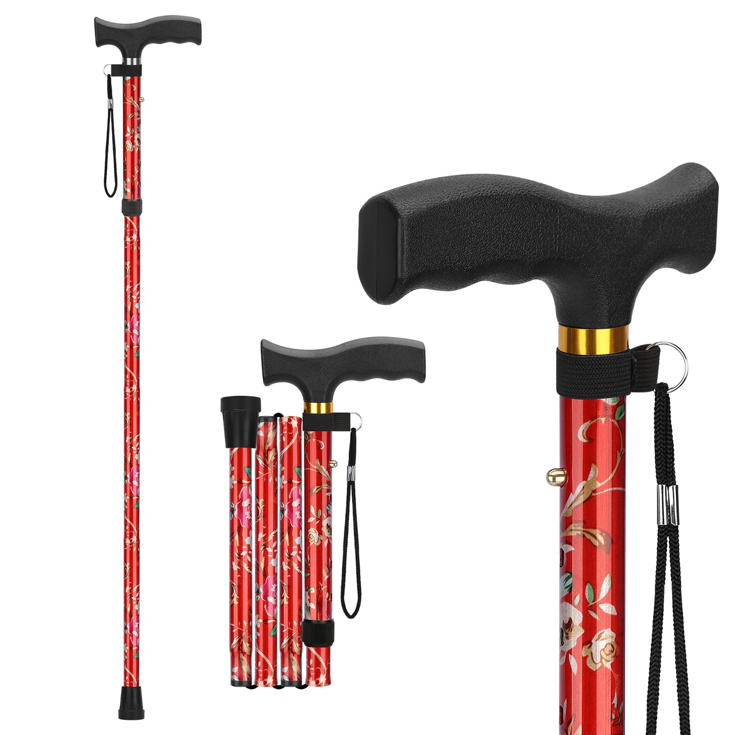 5-Level Folding Cane with T Handle