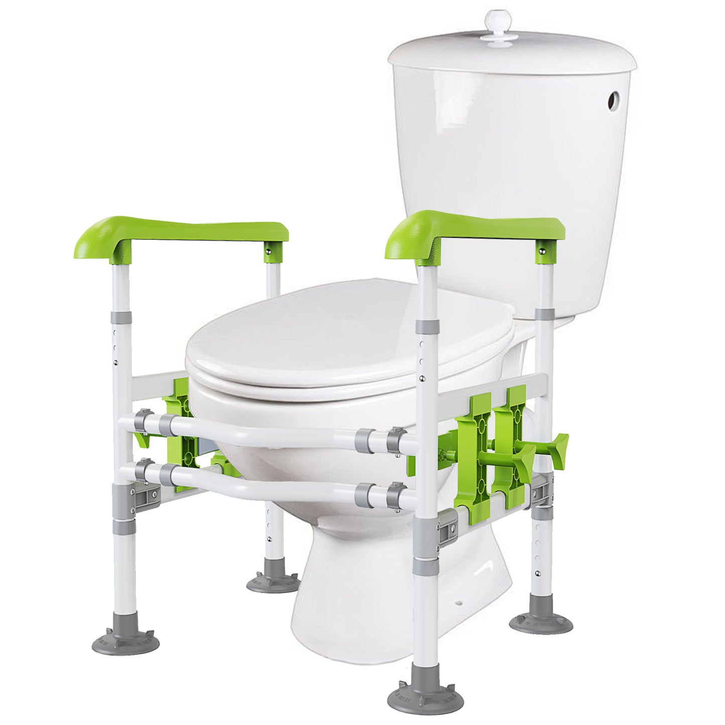 3-Way Adjustable Toilet Safety Frame, Anti-Slip Handrails, Suction Cups, Supports 220 lbs