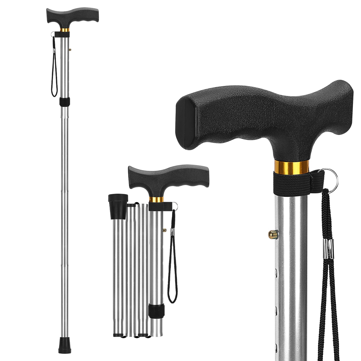5-Level Folding Cane with T Handle
