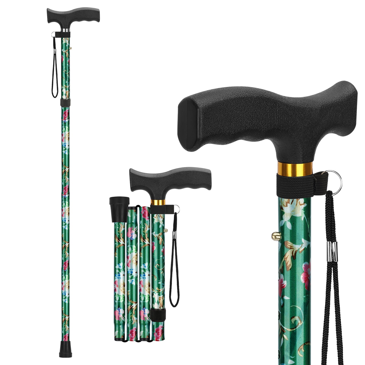 5-Level Folding Cane with T Handle