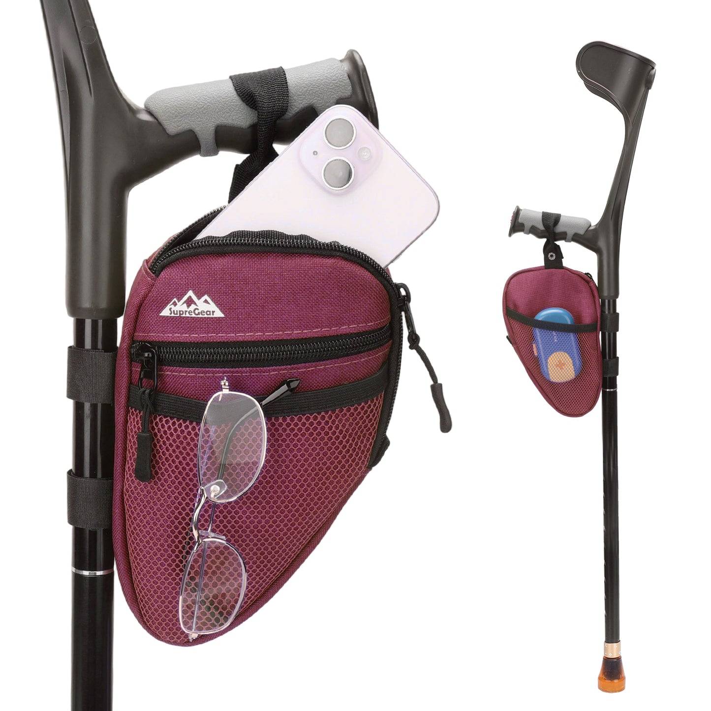 Forearm Crutch Bag – Lightweight Water-Resistant Pouch with Cup Holder