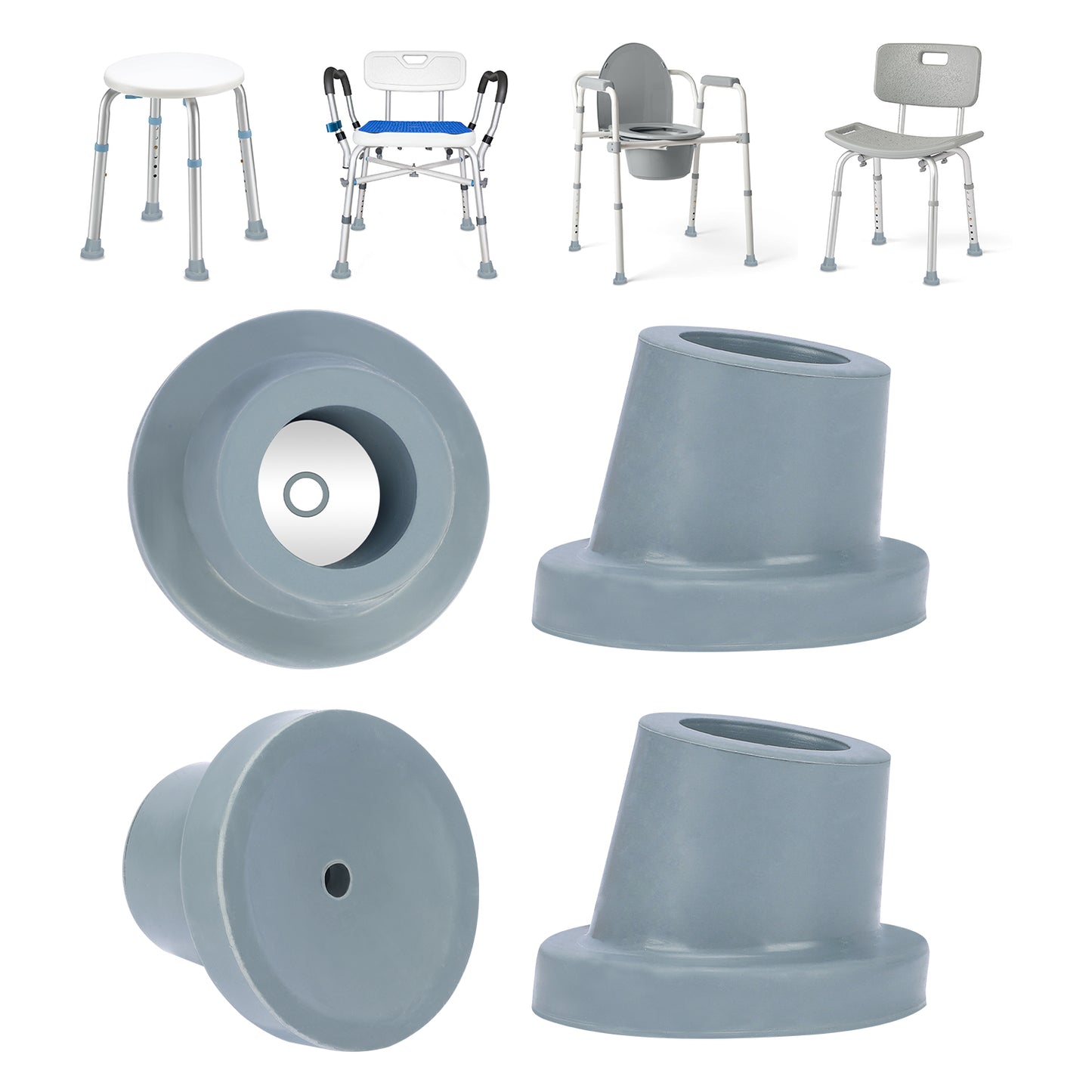 1 Inch Shower Chair Feet, Non-Slip Suction Tips, 4PCS