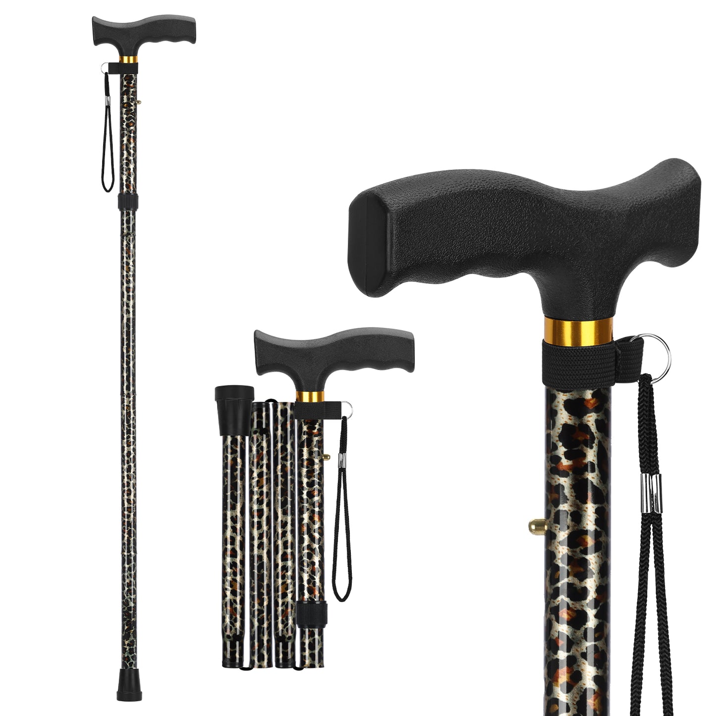 5-Level Folding Cane with T Handle