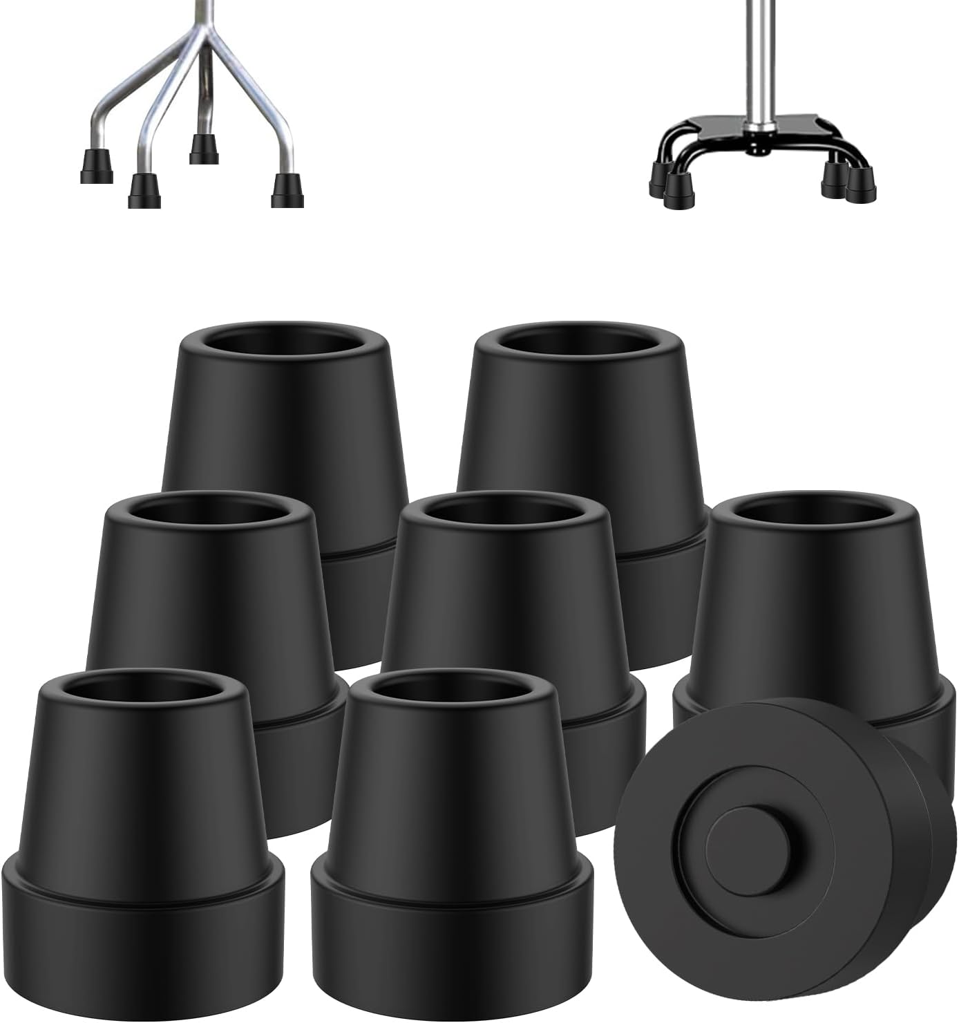 Rubber Cane Tips, 4 Pack/8 Pack
