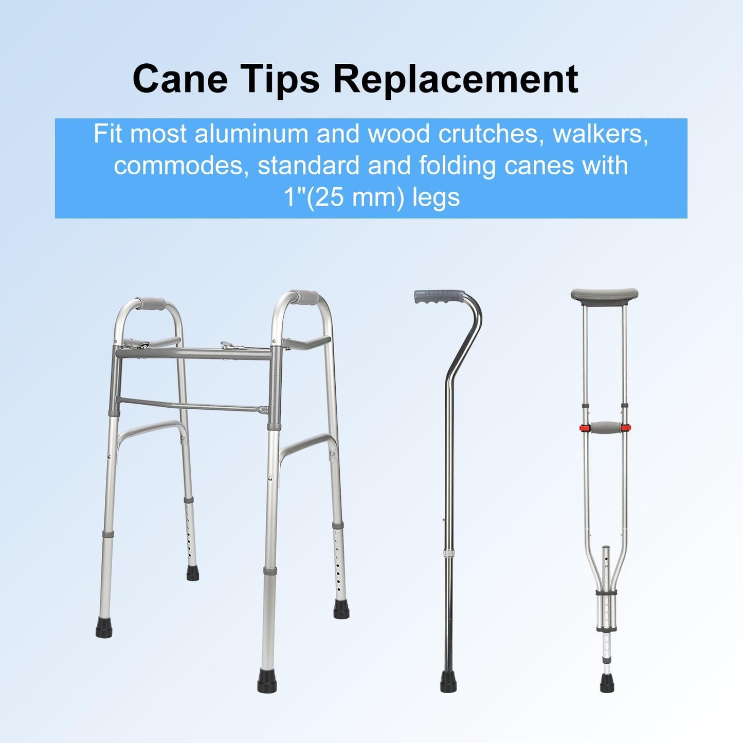 4pcs Cane Tips, 1-in Rubber Replacement Tips