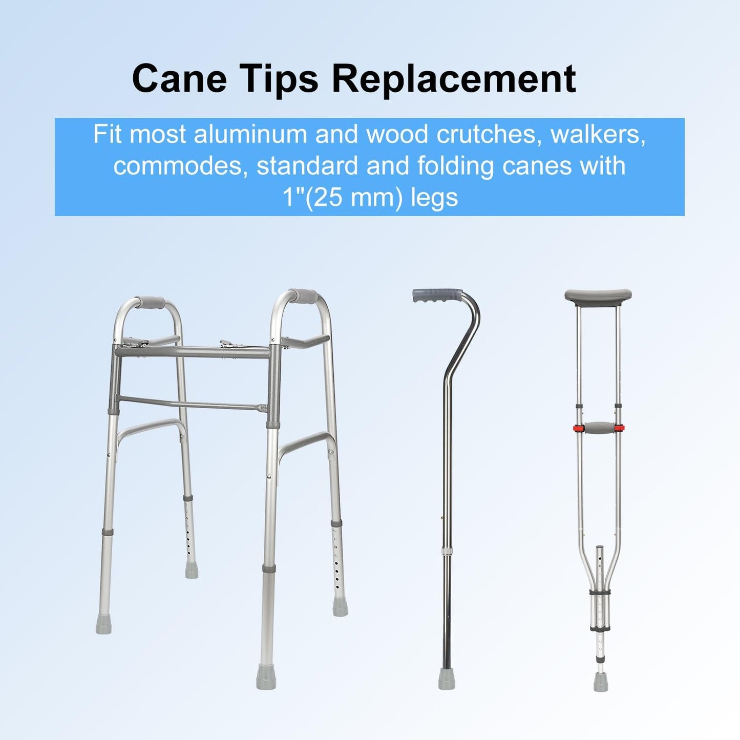 4pcs Cane Tips, 1-in Rubber Replacement Tips