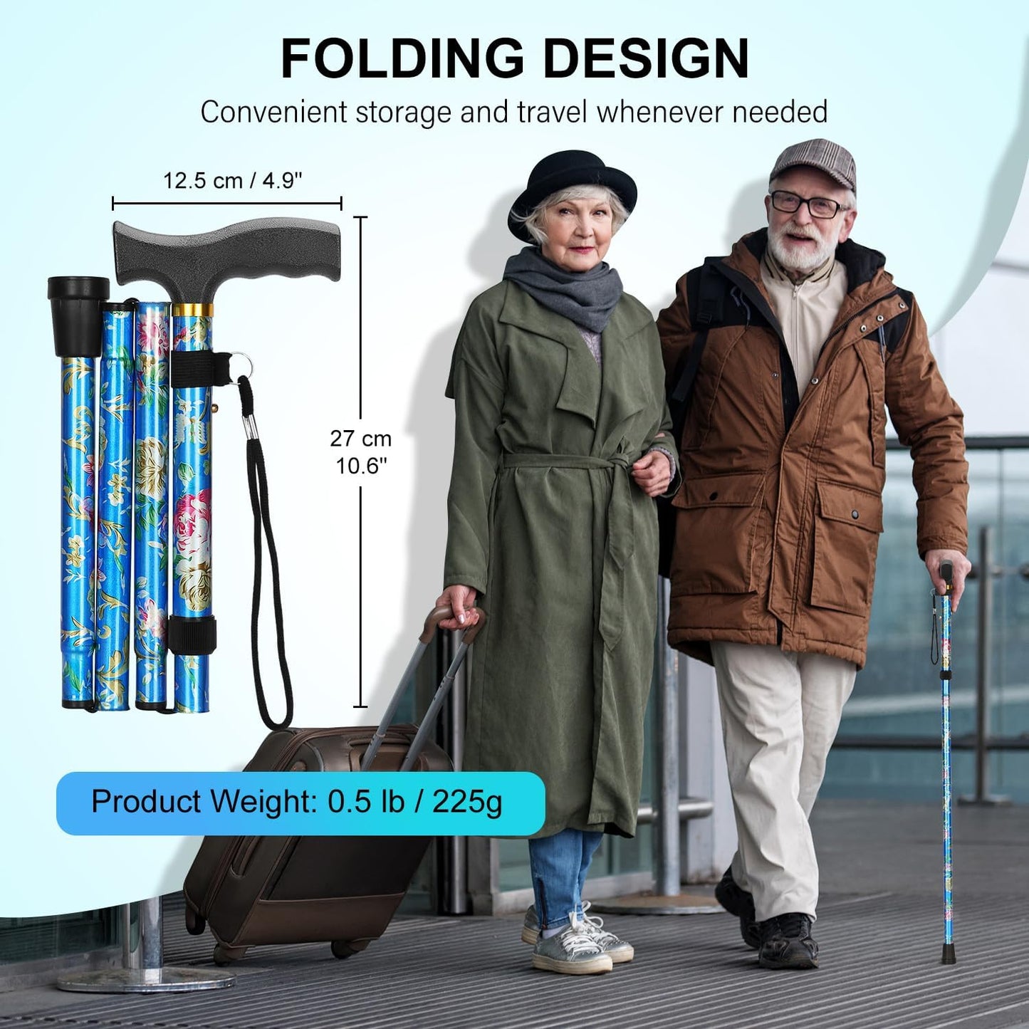 5-Level Folding Cane with T Handle