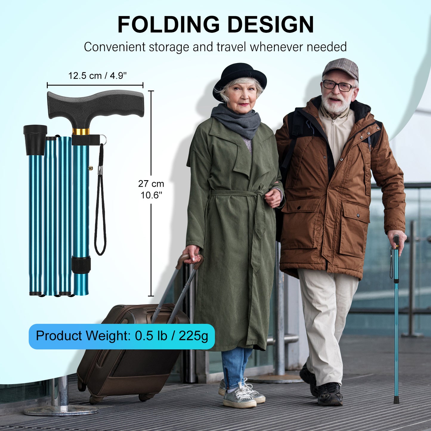 5-Level Folding Cane with T Handle