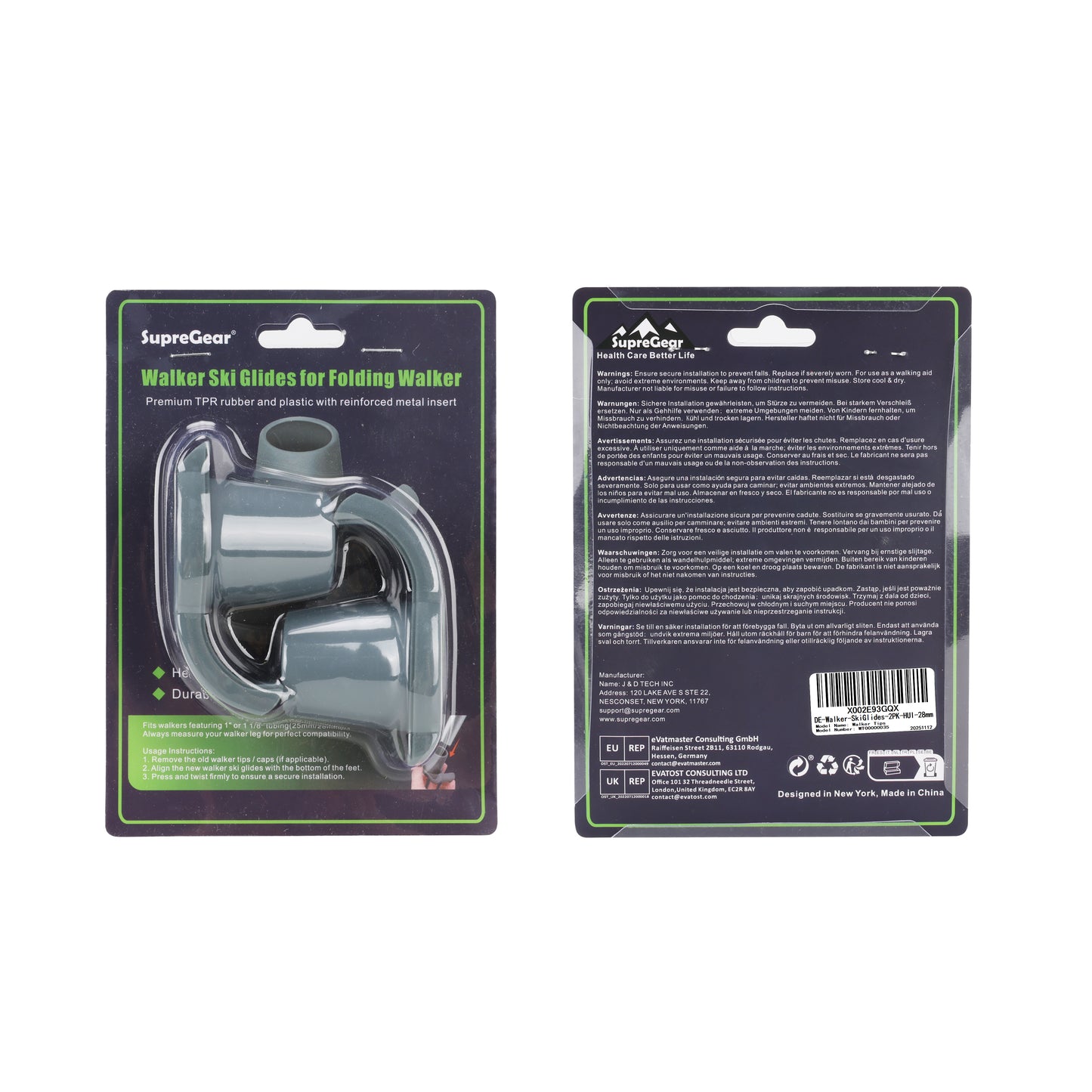 Walker Ski Glides (2-Pack) – Durable Glider Caps for Seniors Walkers