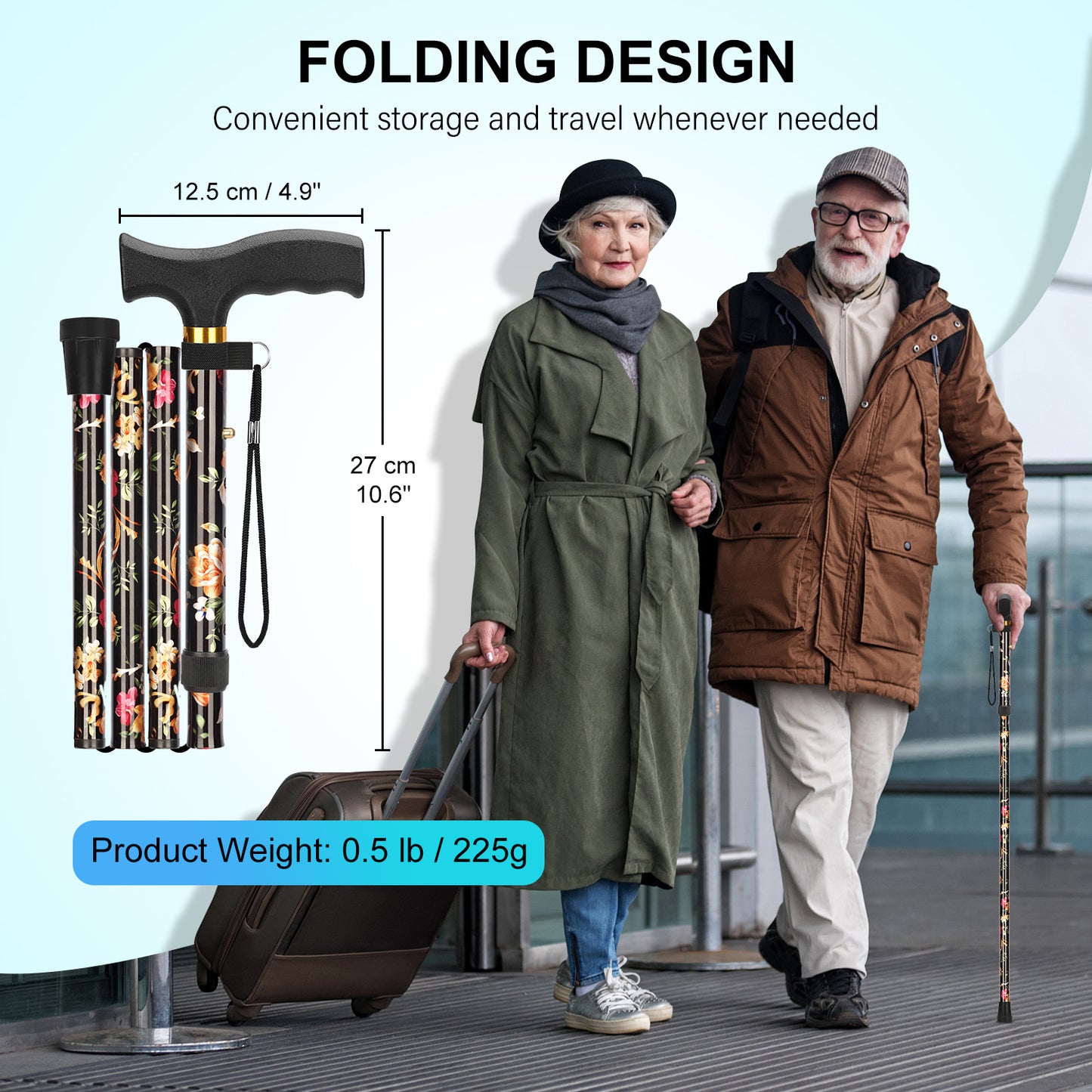 5-Level Folding Cane with T Handle