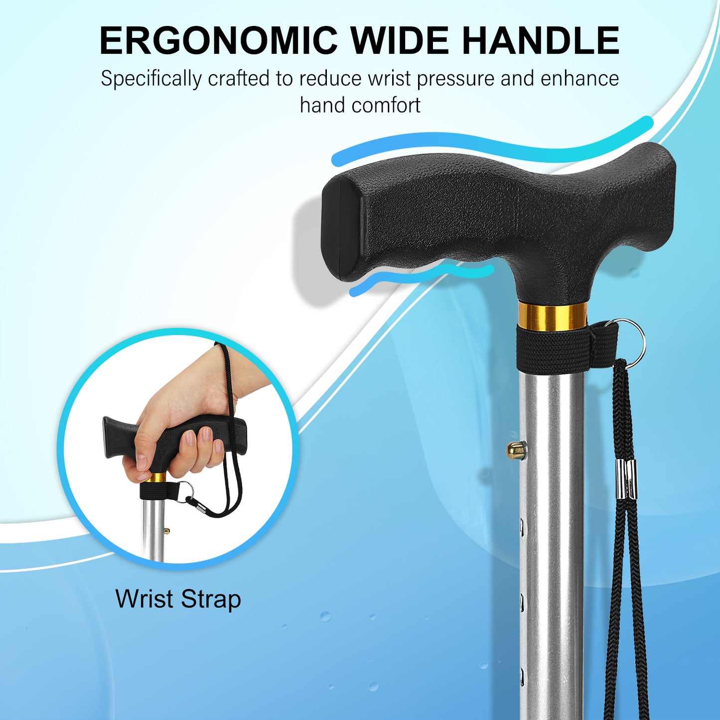 5-Level Folding Cane with T Handle