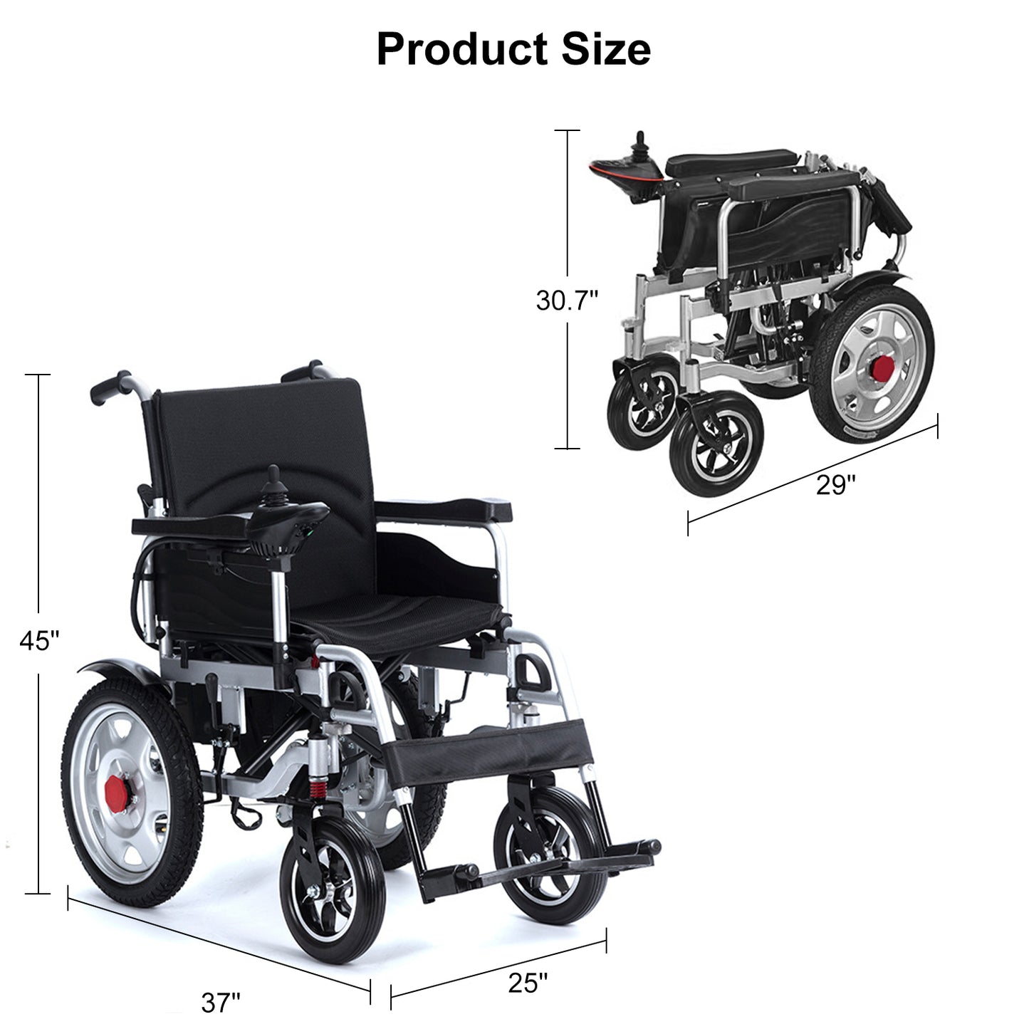 Save 70% - Foldable Electric Wheelchair w/2 Batteries with Charger, 500W