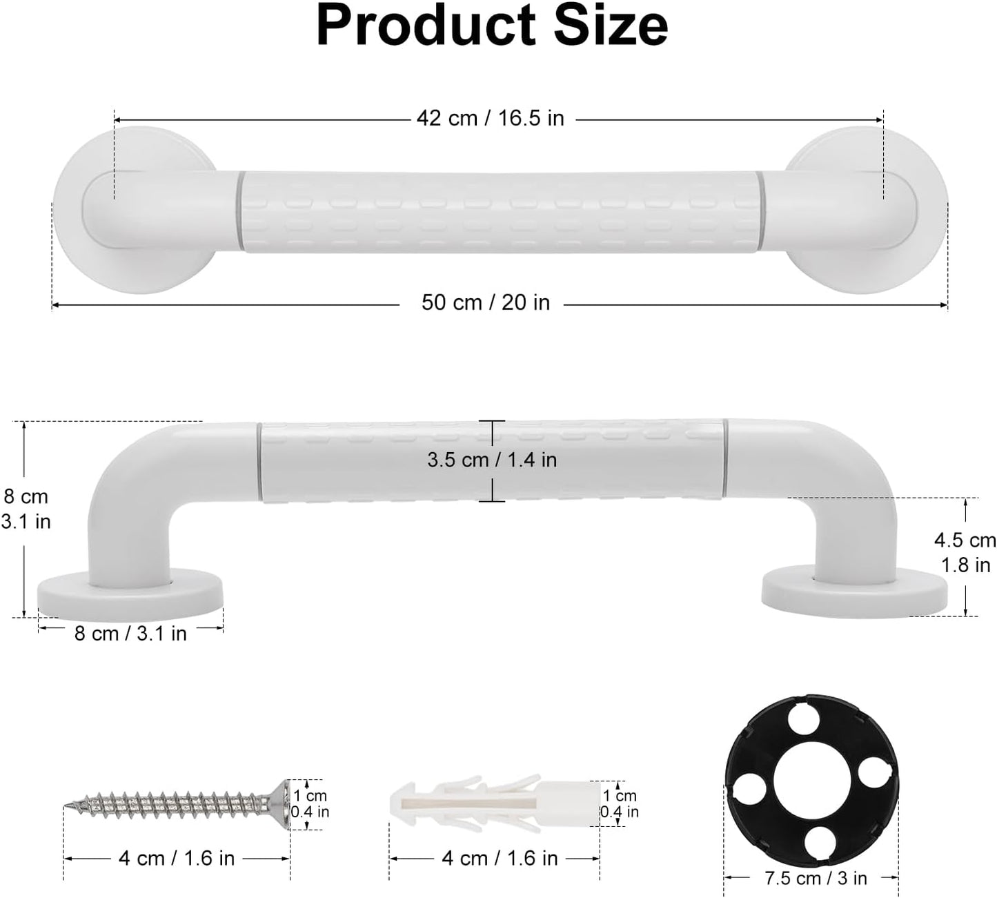 Non-Slip 304 Stainless Steel Bathroom Grab Bar Rail