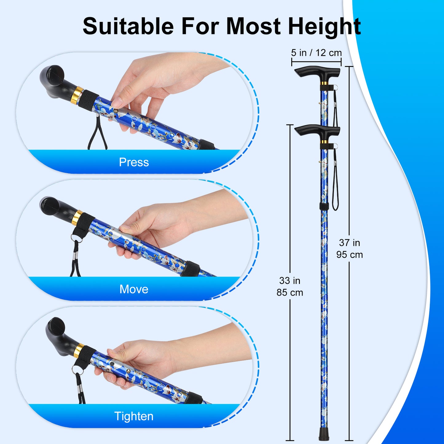5-Level Adjustable Floral Cane