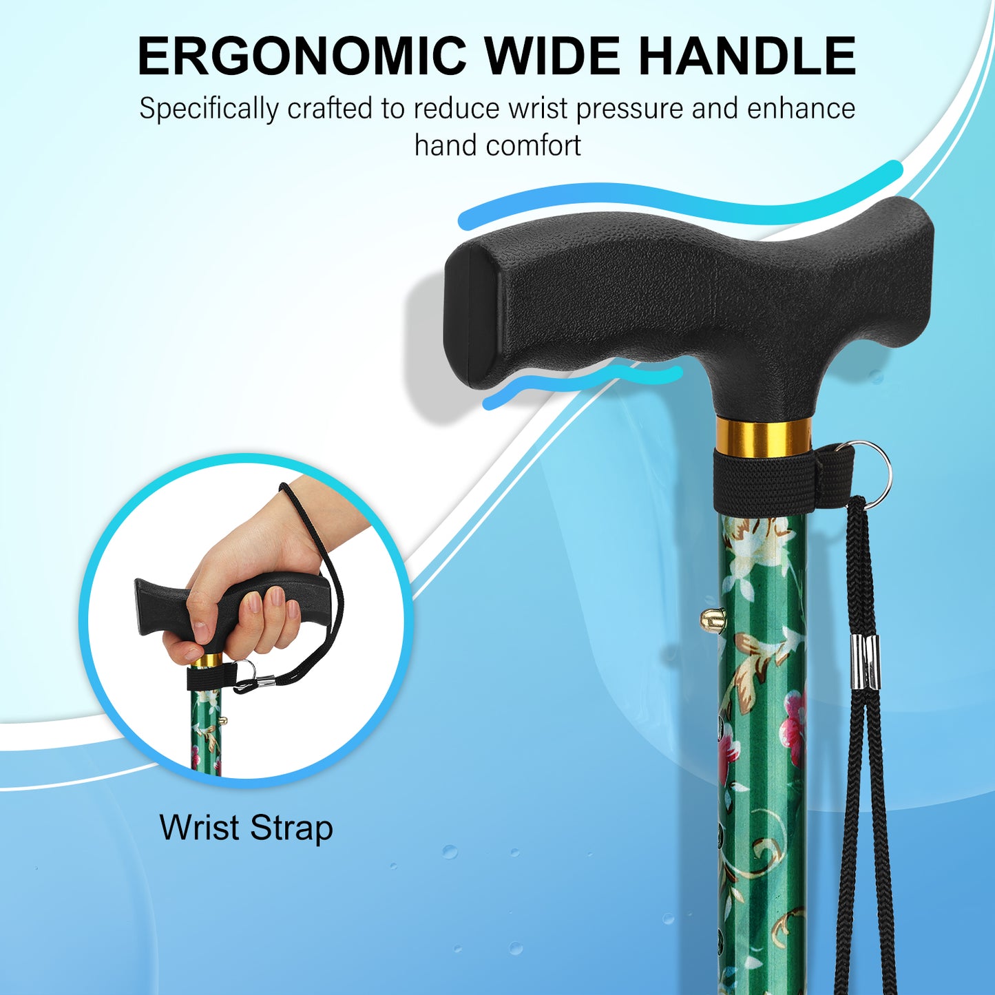 5-Level Folding Cane with T Handle
