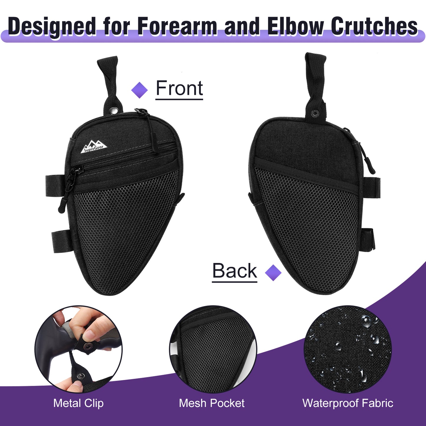 Forearm Crutch Bag – Lightweight Water-Resistant Pouch with Cup Holder