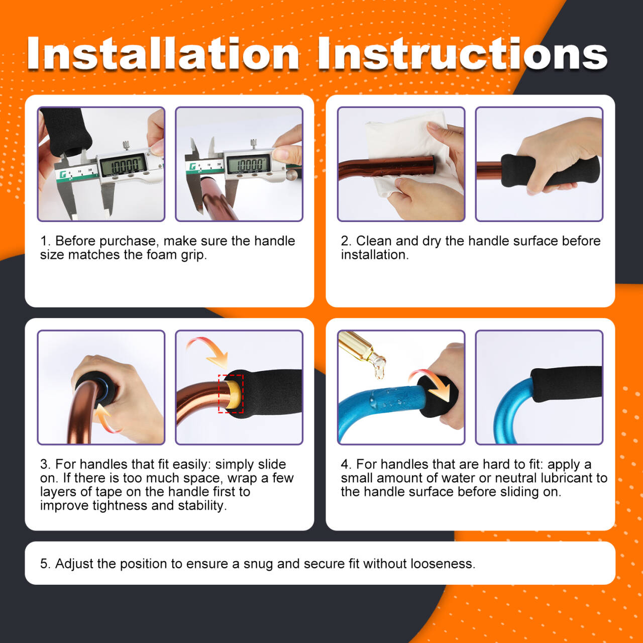 Cane Grip, 4 pcs Foam Replacement Handle Covers