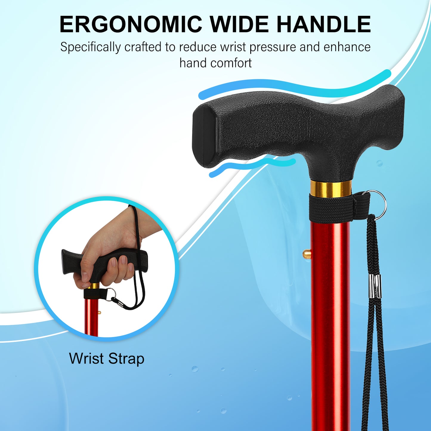 5-Level Folding Cane with T Handle