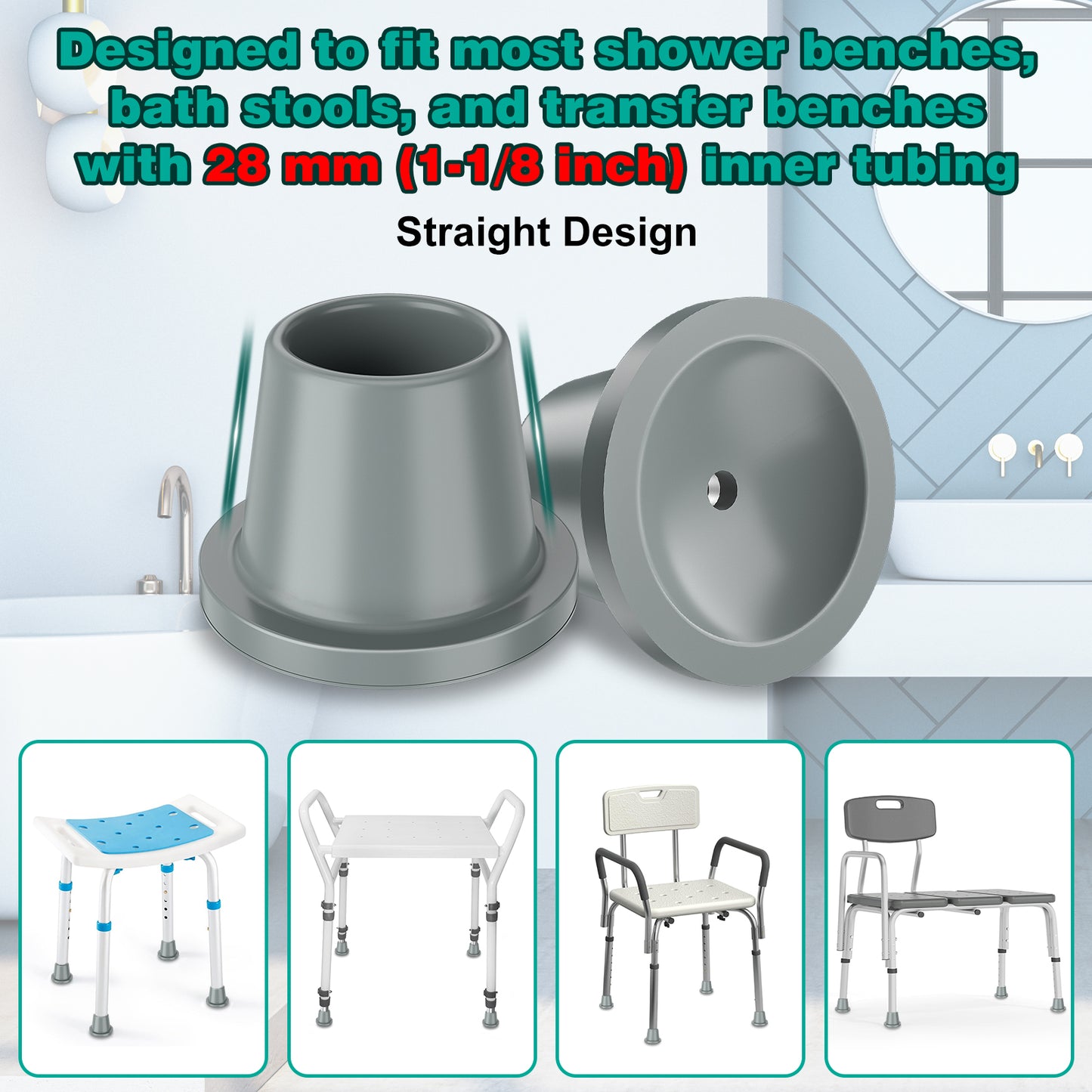 4-Pack Non-Slip Shower Chair Feet