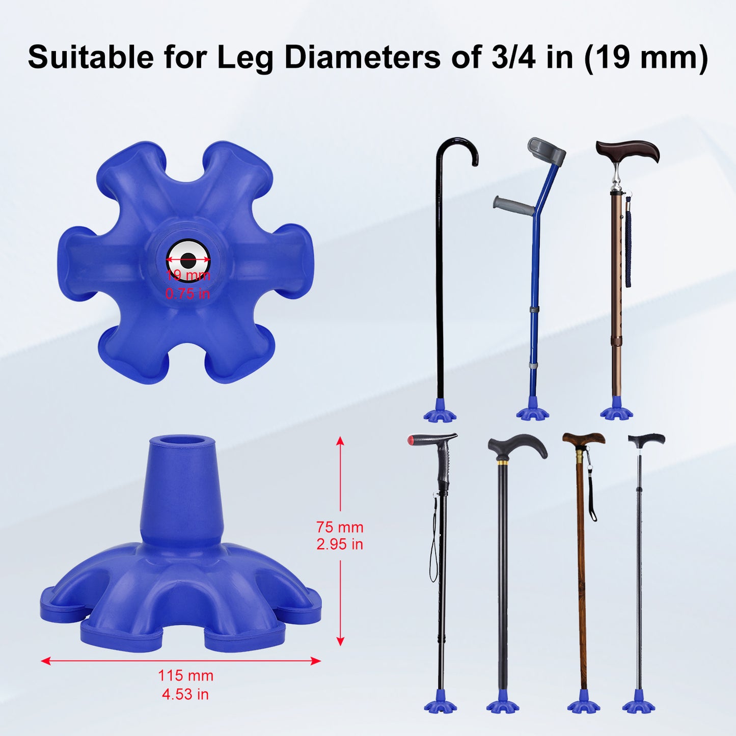 3/4 Inch Stable Six Point Non-Slip Cane Tip