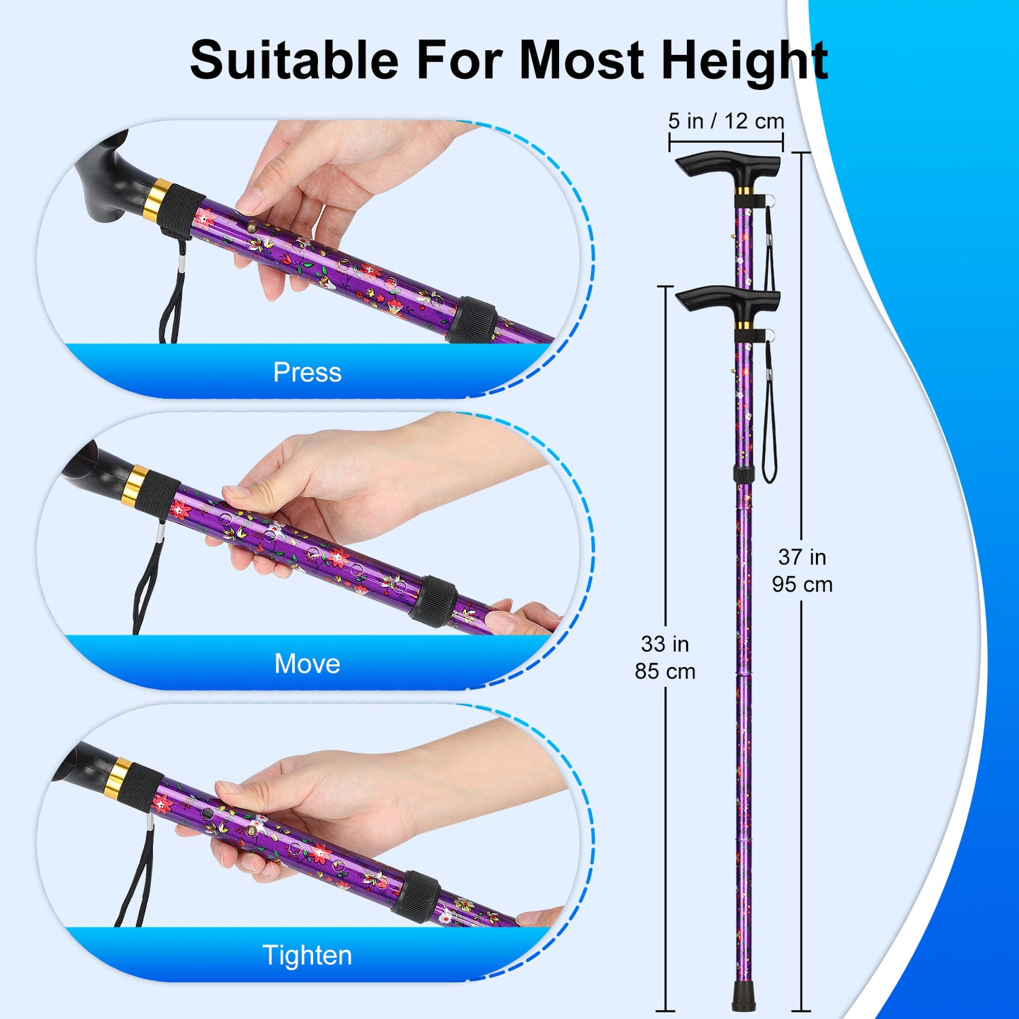 5-Level Adjustable Floral Cane