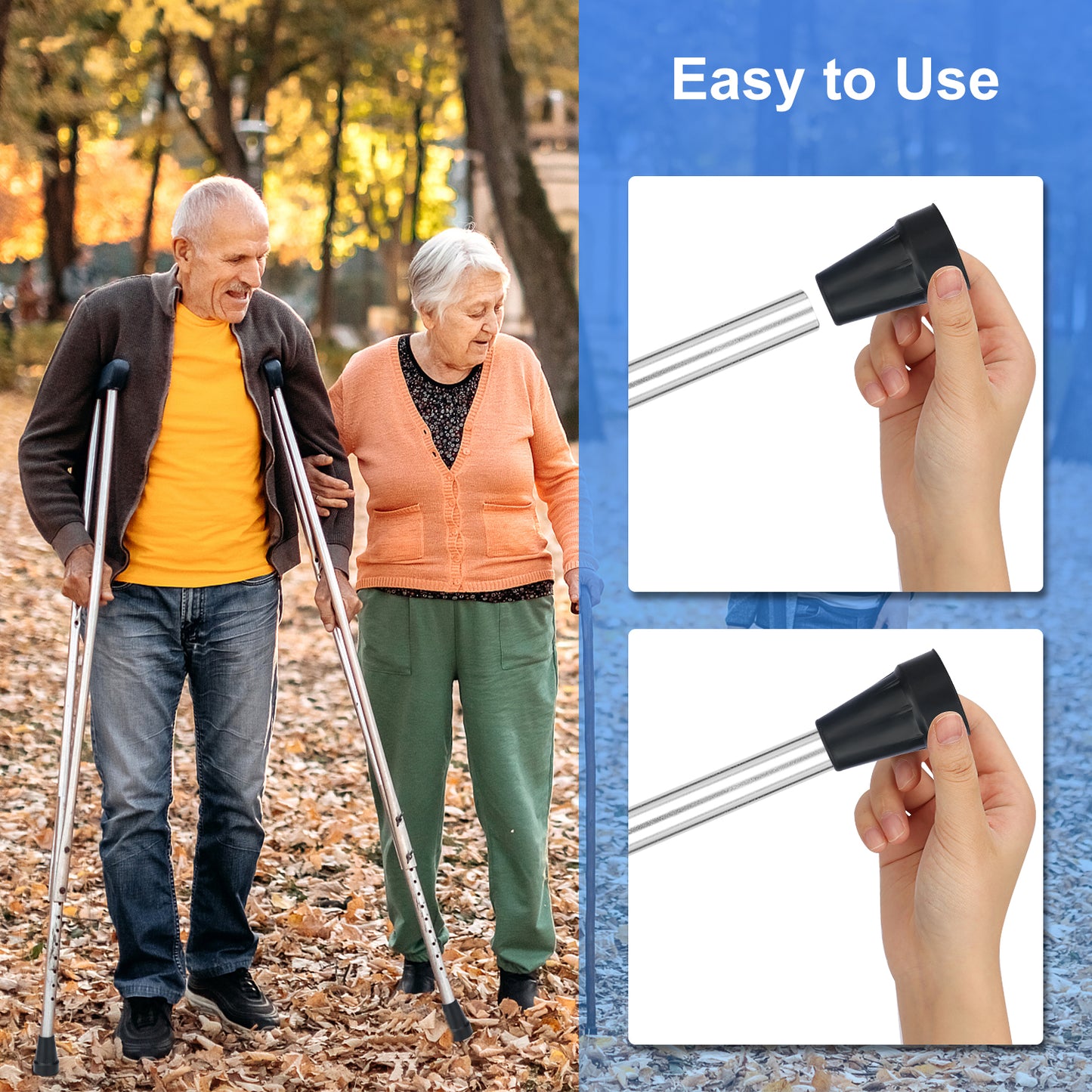 6pcs Thickened Rubber Cane Tip, 7/8 Inch