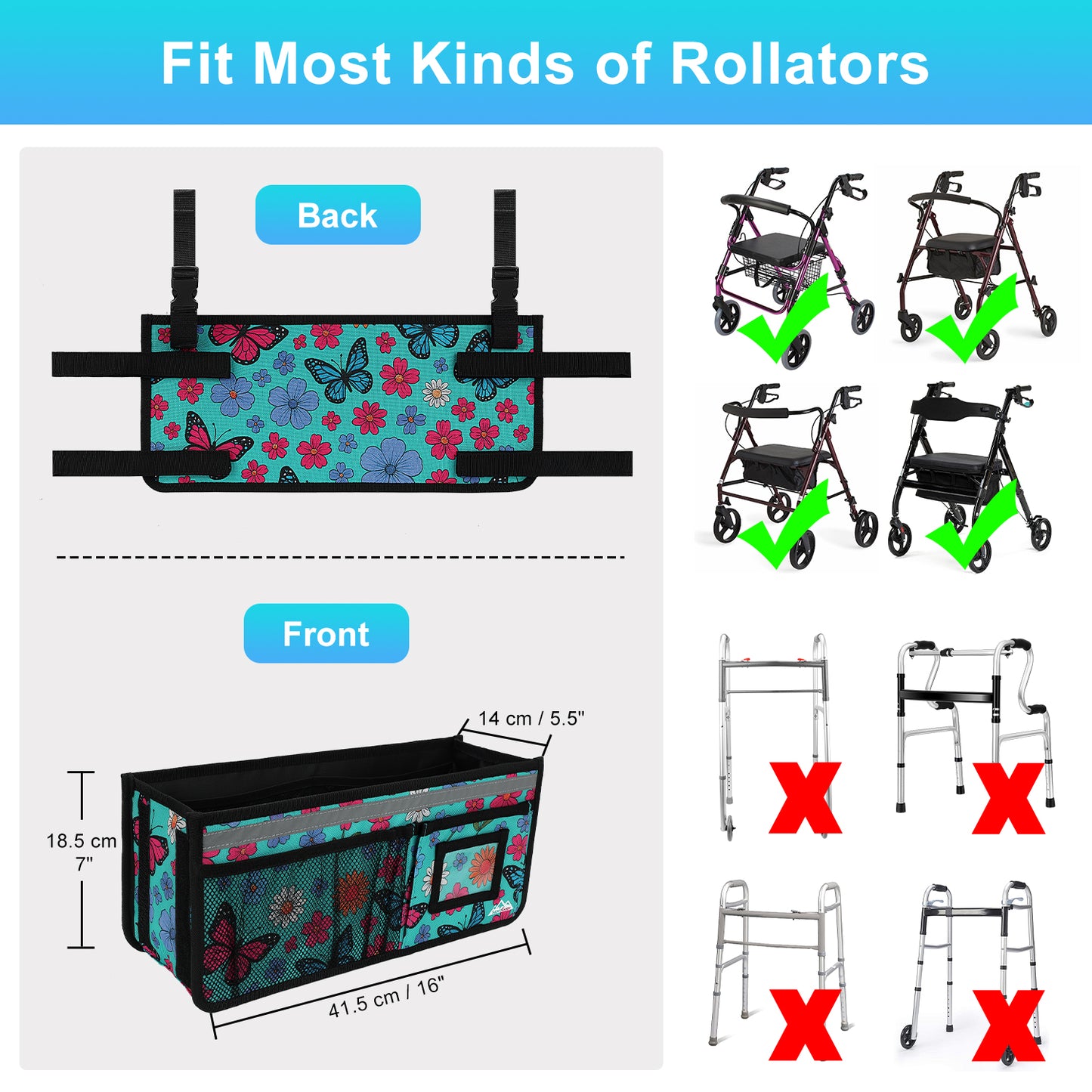 Large Capacity Rollator Basket
