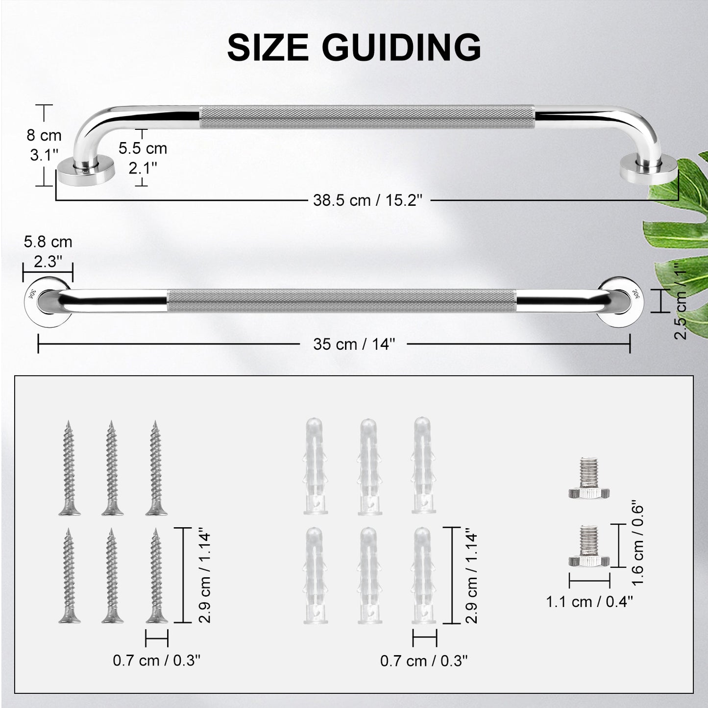 Non-Slip Bathroom Grab Bar Rail