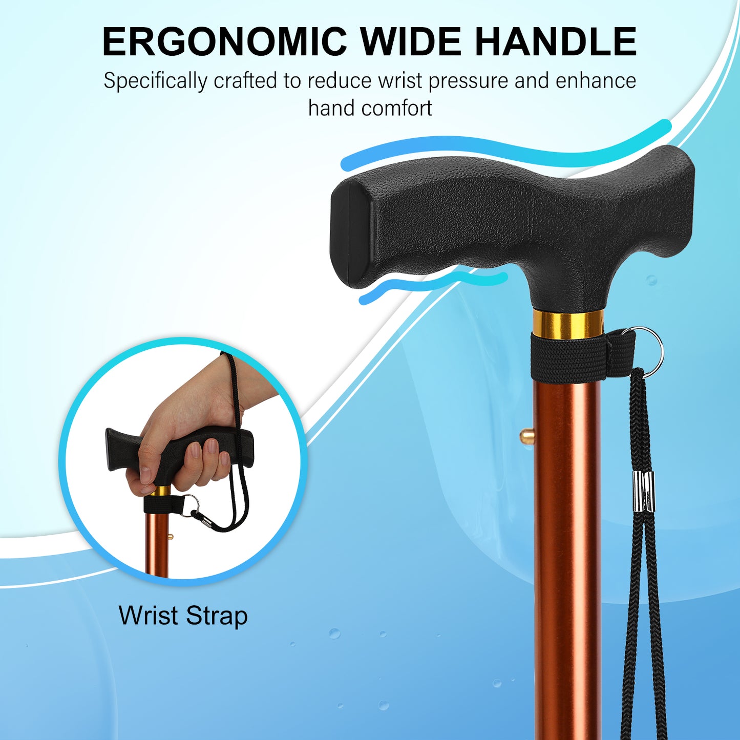 5-Level Folding Cane with T Handle