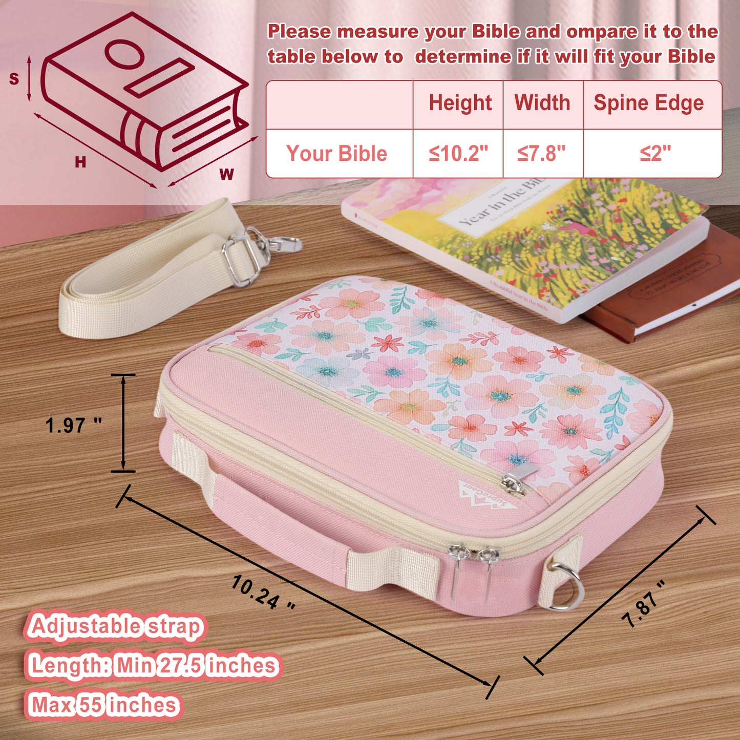 Canvas Bible Cover with Removable Divider and Pockets