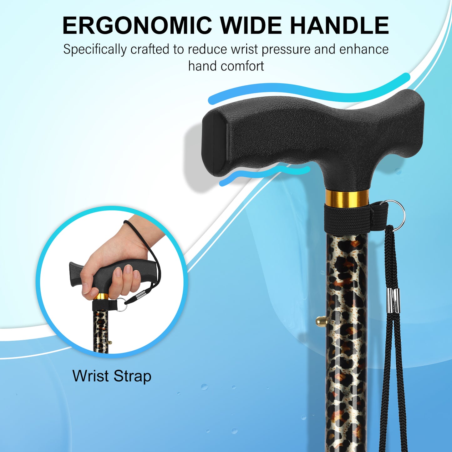 5-Level Folding Cane with T Handle