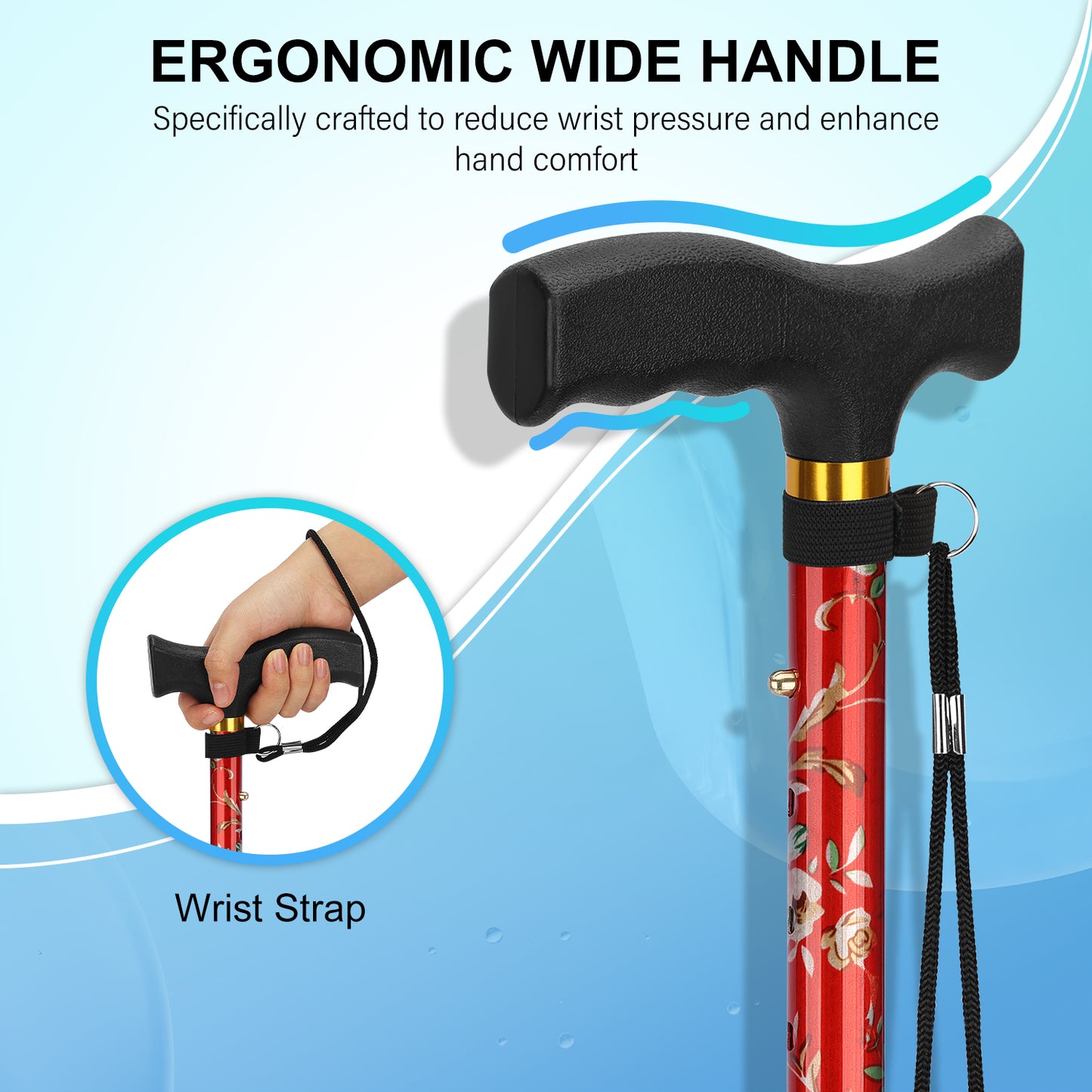 5-Level Folding Cane with T Handle