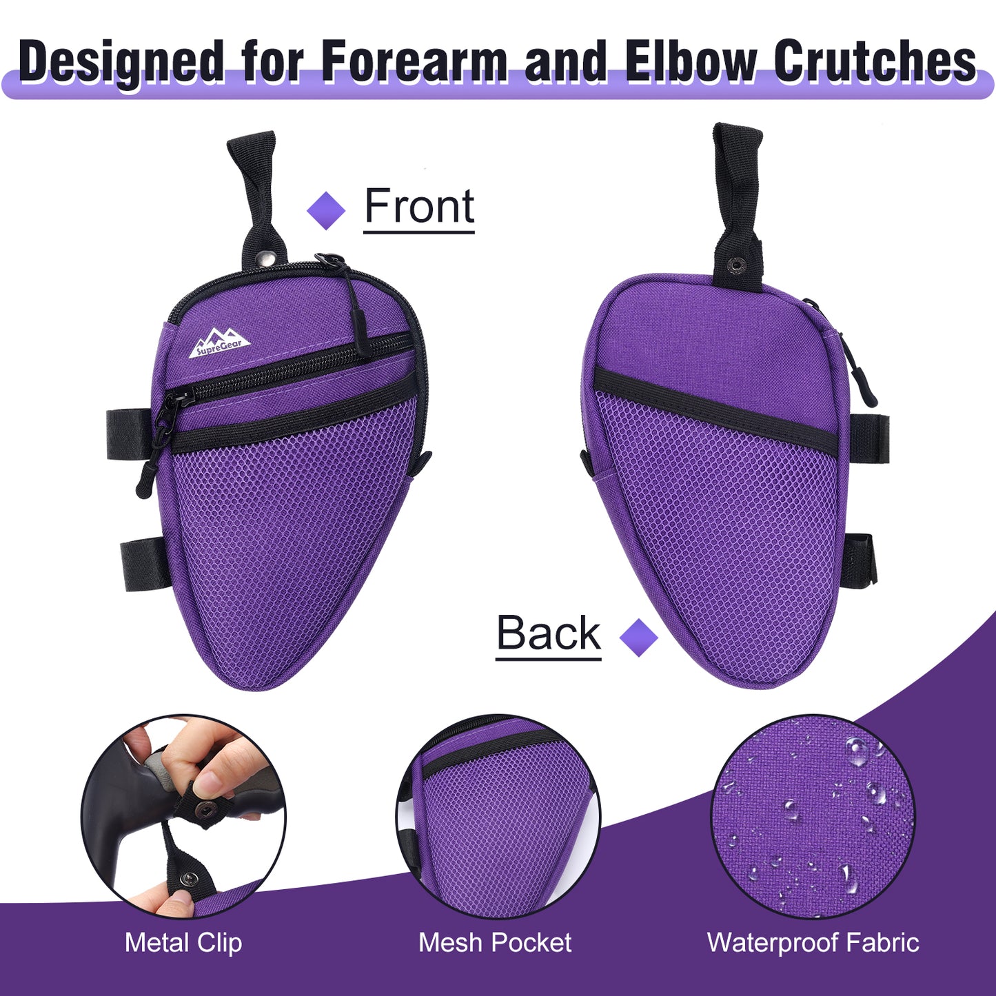 Forearm Crutch Bag – Lightweight Water-Resistant Pouch with Cup Holder