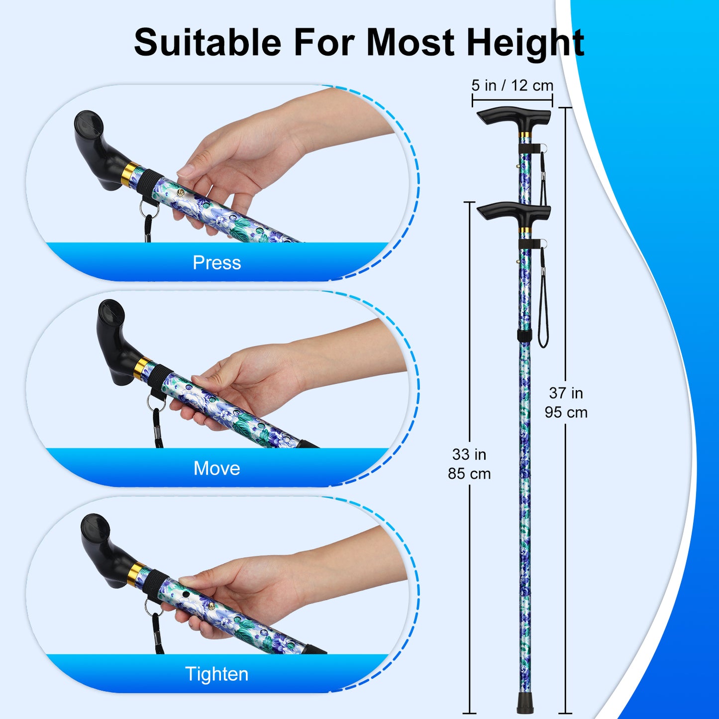 5-Level Adjustable Floral Cane