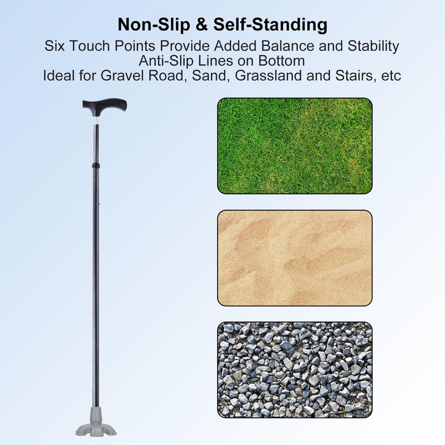 1 Pack Non-Slip Cane Tips with 6 Prong