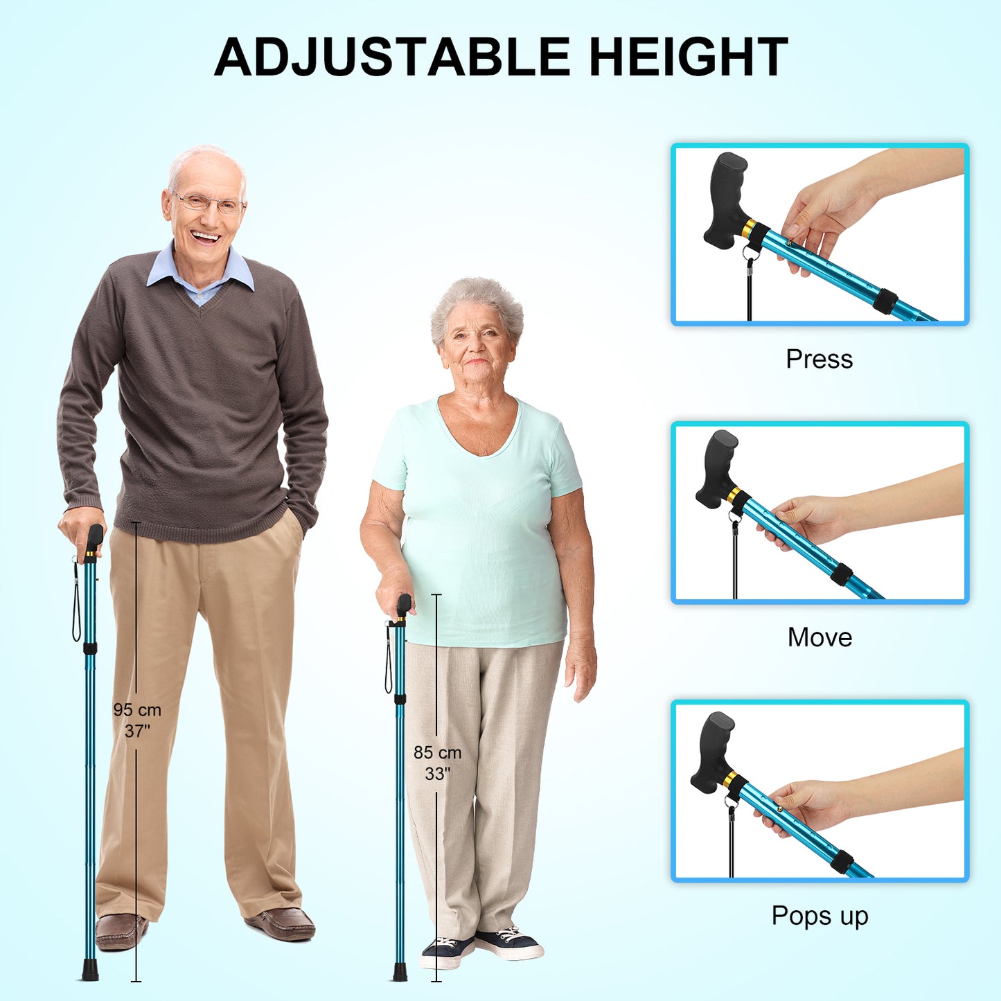 5-Level Folding Cane with T Handle